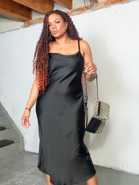 Ardene Dresses & Skirts - Ardene Black Satin Slip Dress, L fits M
